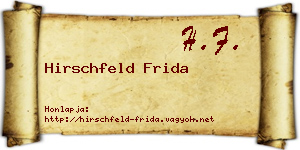 Hirschfeld Frida névjegykártya